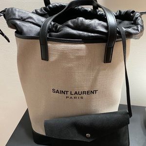 Saint Laurent teddy canvas leather tote NWT